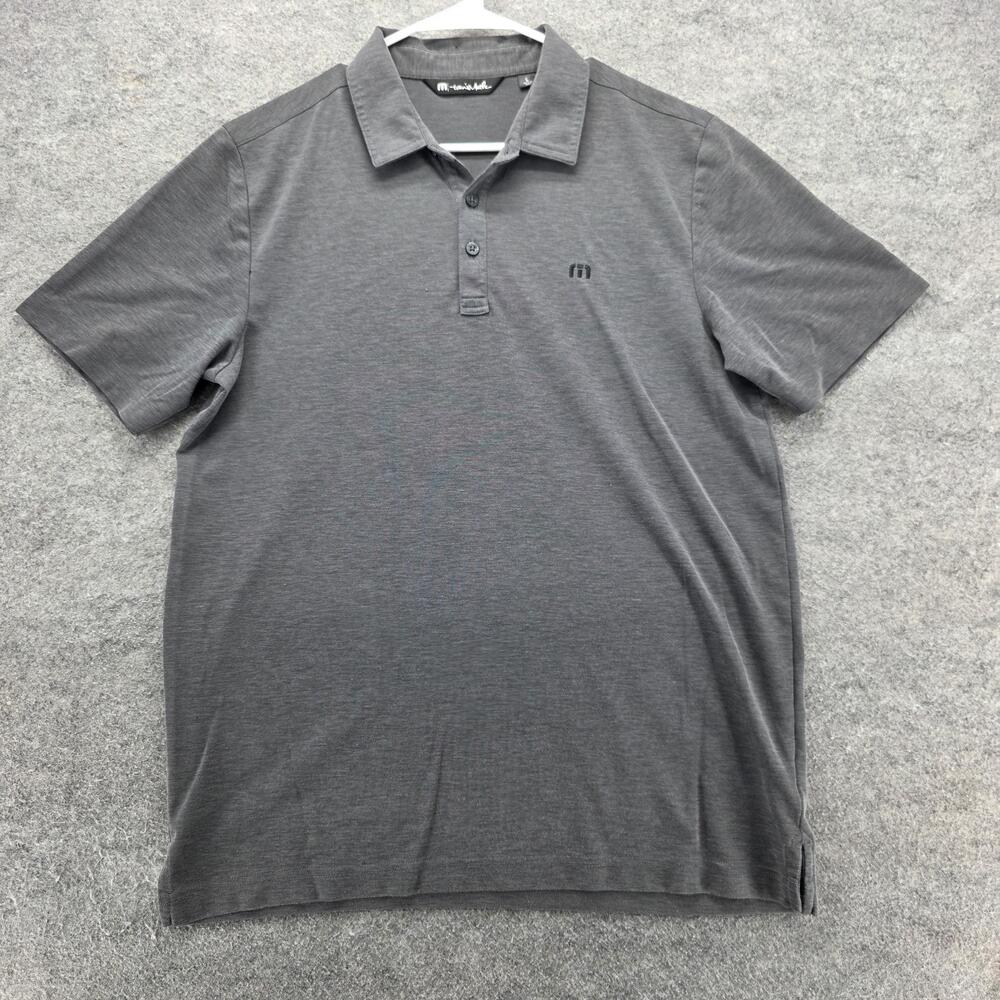 TravisMathew Polo Shirt Mens Large Gray Pima Cotton Blend Golf Performance Tech